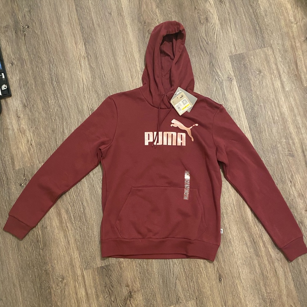 brand new burgundy puma hoodie